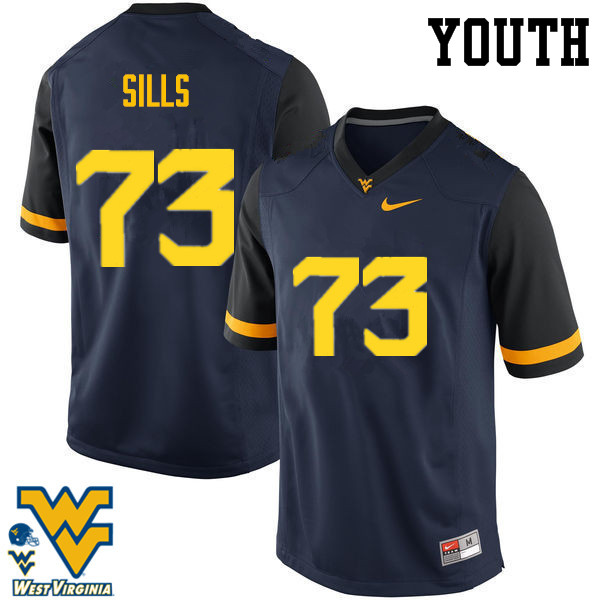 NCAA Youth Josh Sills West Virginia Mountaineers Navy #73 Nike Stitched Football College Authentic Jersey XU23E75ER